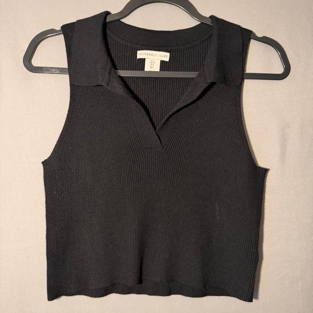 Sincerely Jules black ribbed knit crop top